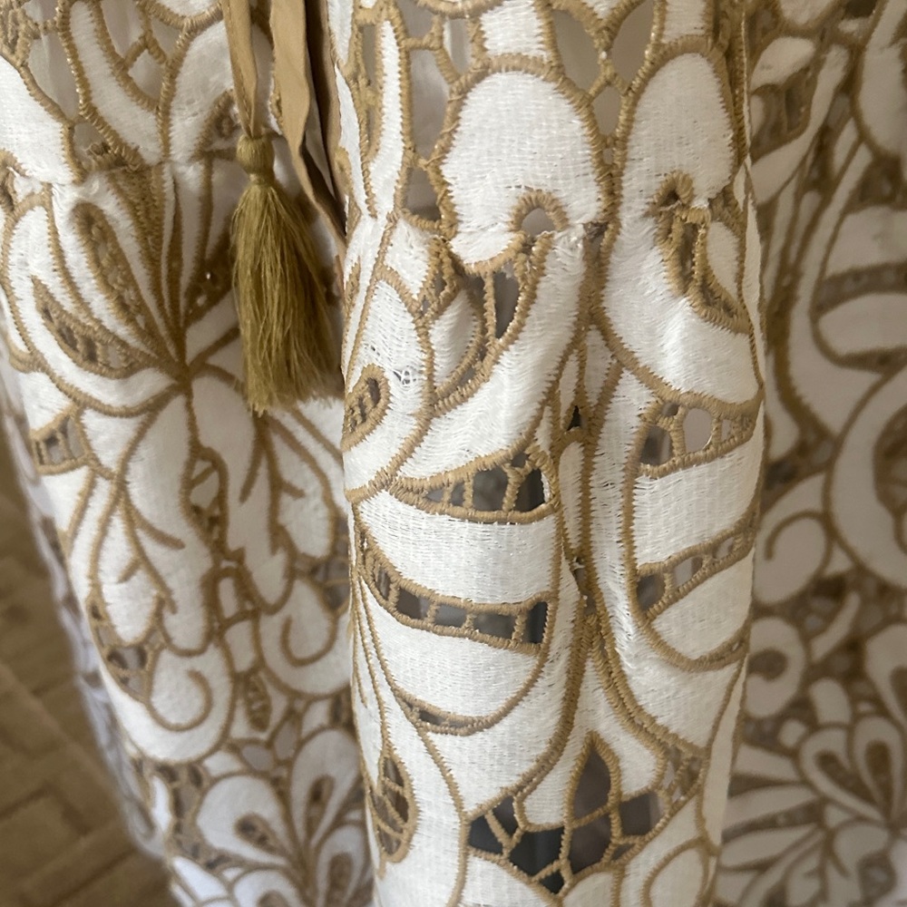 Solitaire White and Gold Lace-Effect Maxi Dress - Picture 8 of 12